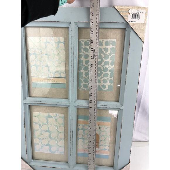 Distressed Blue Window Pane Decorative Collage Frame (4) 6"x 9" Linen Panels - Picture 4 of 10